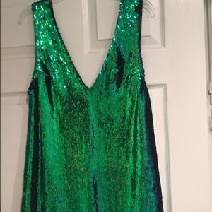 mini sequence blue/green dress; worn once!